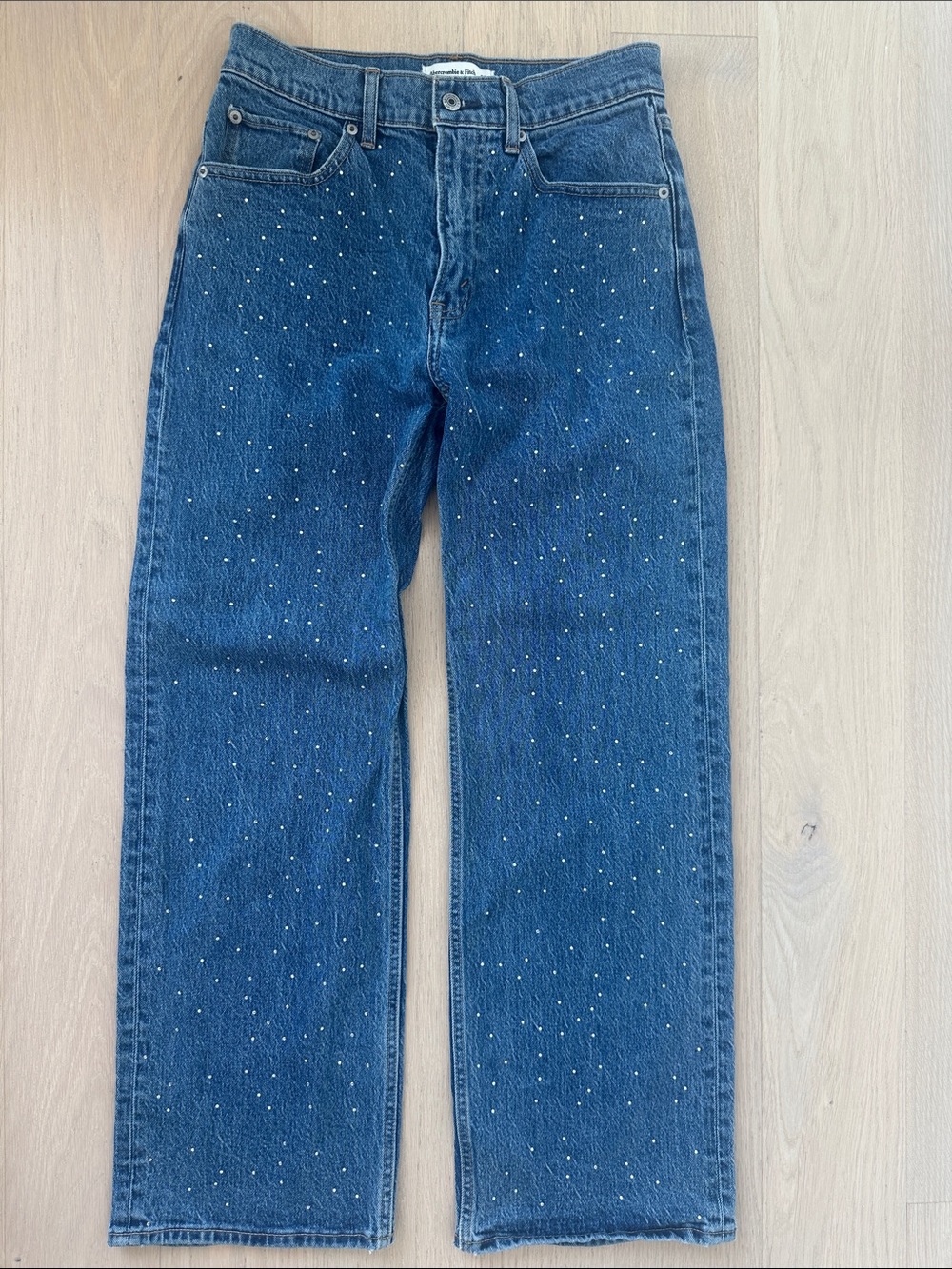 Abercrombie & Fitch Dark Blue Studded Straight-Leg Jeans